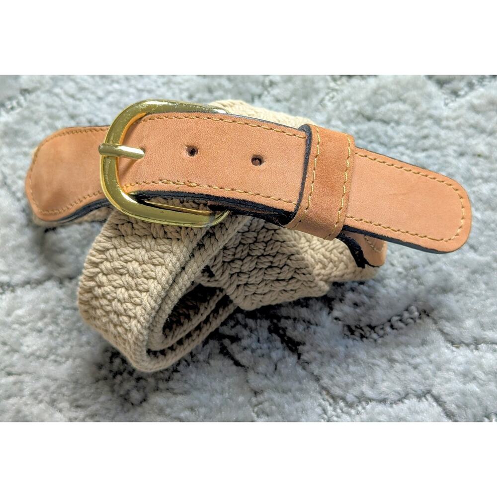 ZEP-PRO Woven Stretch Belt MENS SIZE 42 tan gold minimalist office casual USA